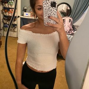 White Ruffled Crop Top